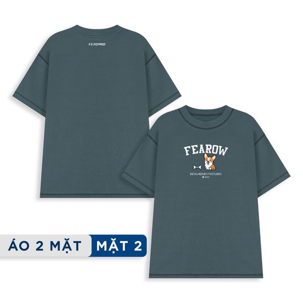  Fearow Double Tee Collection - Pixel Corgi / Dark Slate 