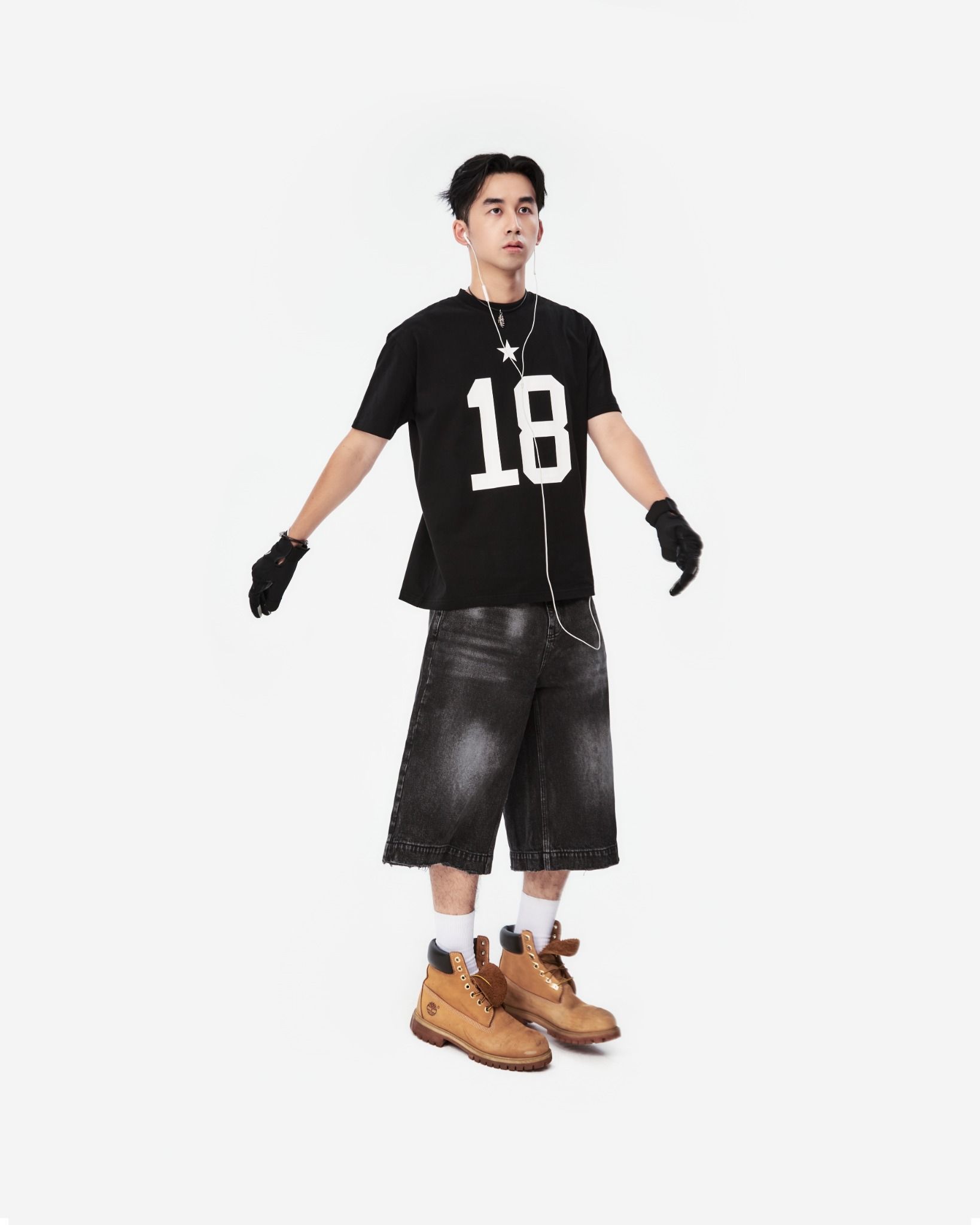  BSJ3 - 'VIDA ESTATICA' BAGGY JORTS - BLACK WASH 