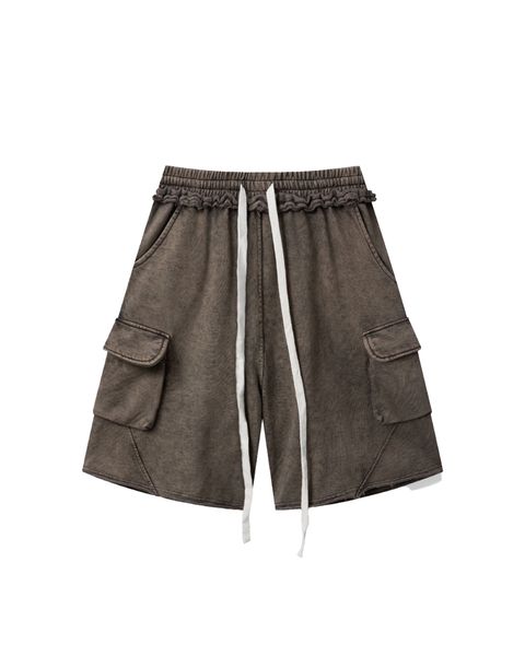  SNC6 - 'INTROVERSE' WASHED CARGO SHORTS - MOCHA 