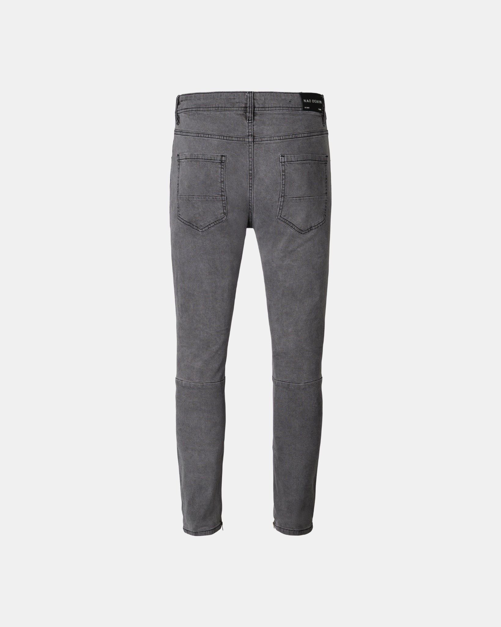  Z38 - RIPPED WHITE PANELS BIKER DENIM - GREY 