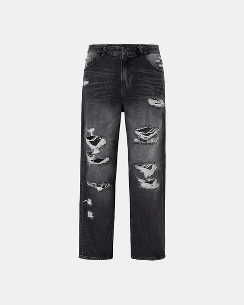  ERG7 - EXTRA REGULAR DISTRESSED JEANS - BLACK 
