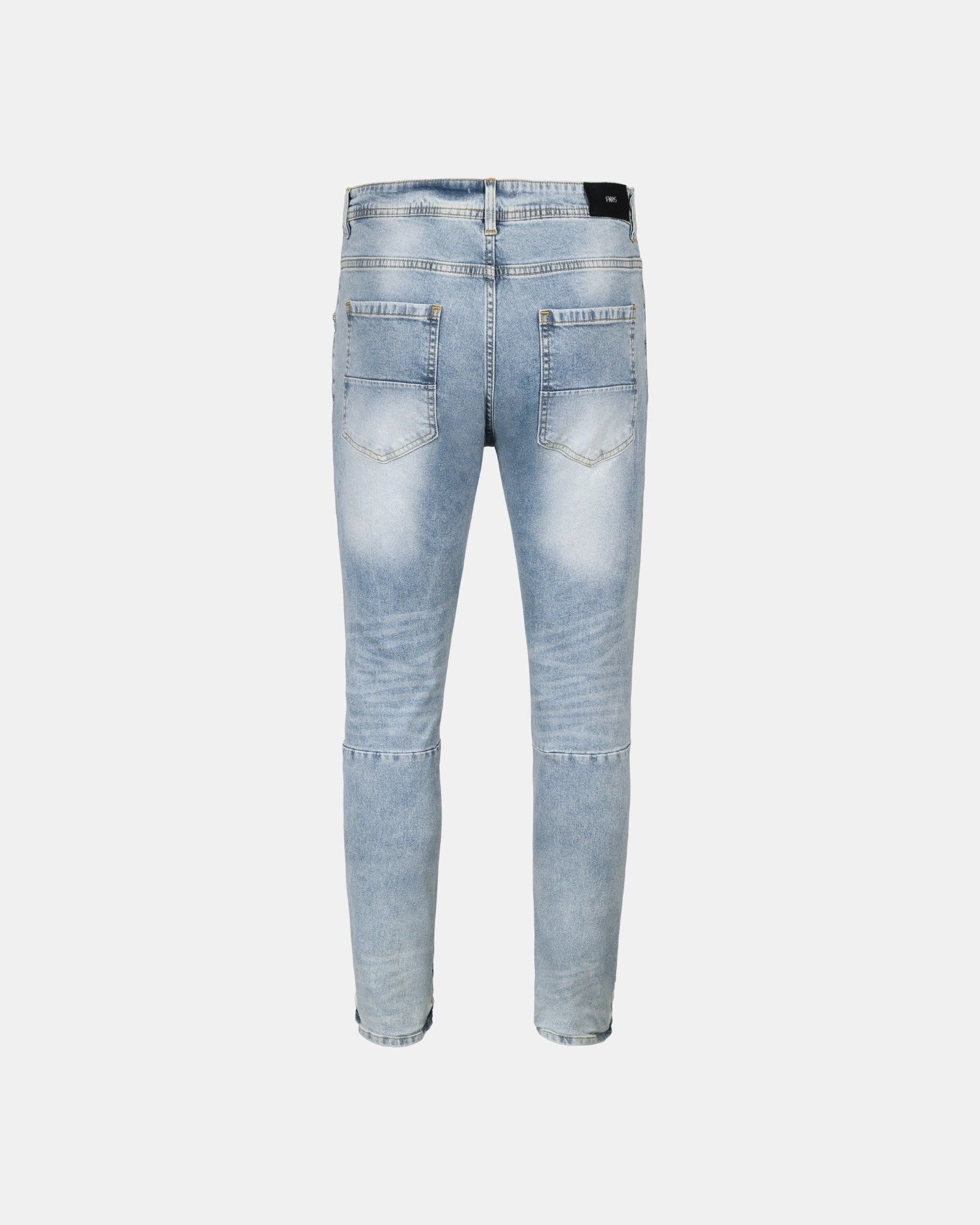  NZ56 - WHITE PANELS BIKER DENIM - LIGHT BLUE 