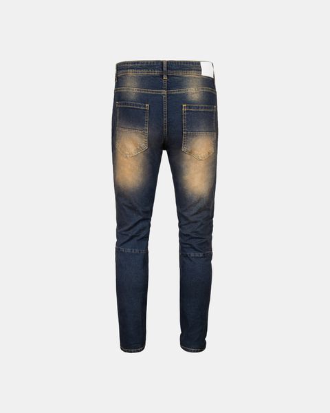  NZ55 - RIBBED PANELS BIKER DENIM - MID INDIGO 