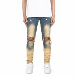  NZ40 - BLEACHED RIPPED JEANS - VINTAGE BLUE 