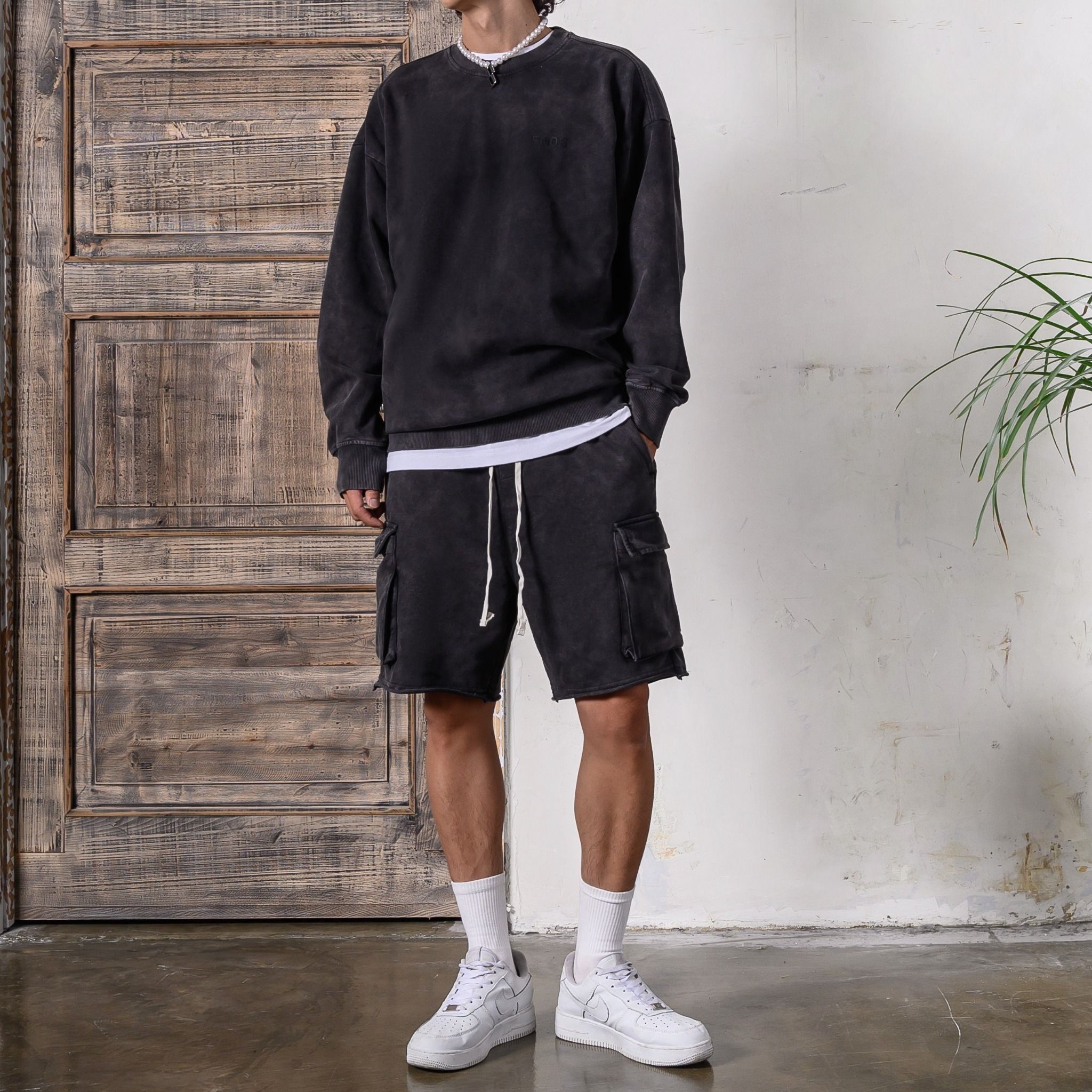  SW4 - FNOS WASHED SWEATER - BLACK 