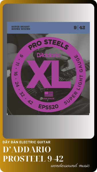  DÂY ĐÀN ELECTRIC GUITAR D’ADDARIO PROSTEEL 9-42 MADE IN USA 