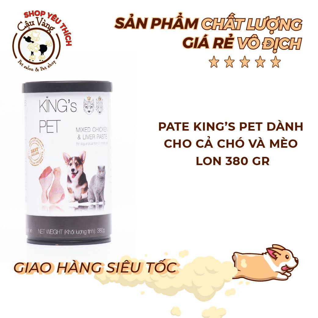  [ pate ] Pate Cá và Gà Hỗn Hợp Cho Chó Mèo King’s Pet lon 380g | Thức ăn chó mèo King Pet 380g 