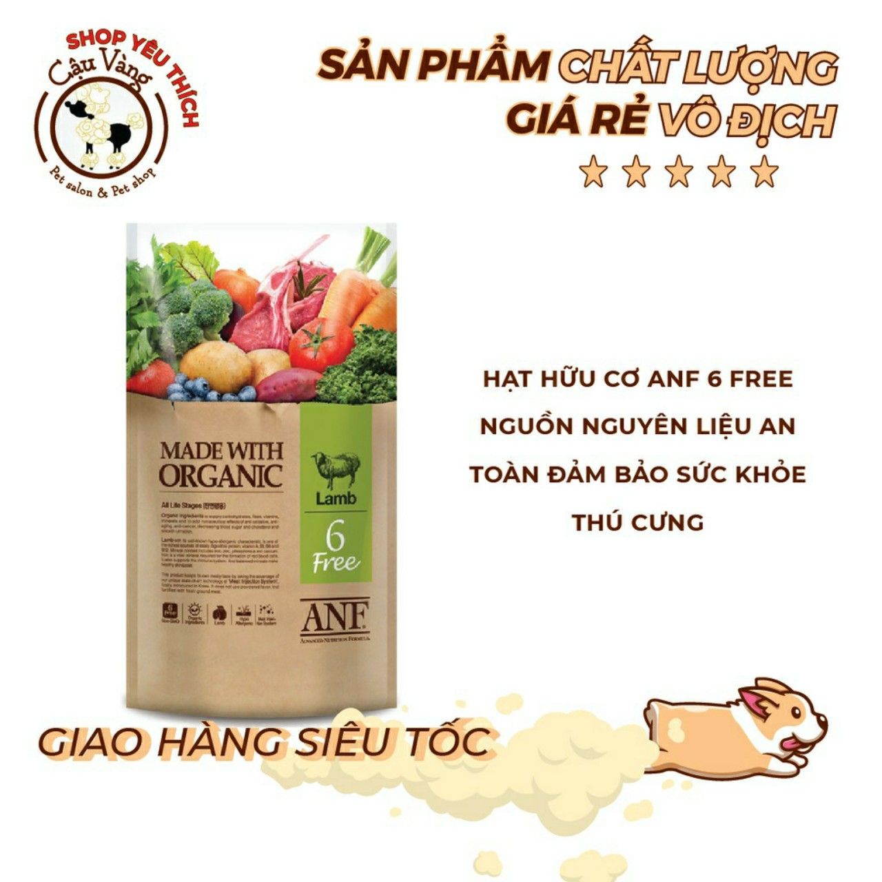  [ hạt chó ] ANF Natural 6Free Thức Ăn Hạt Hữu Cơ Cho Chó 200g - 2kg 