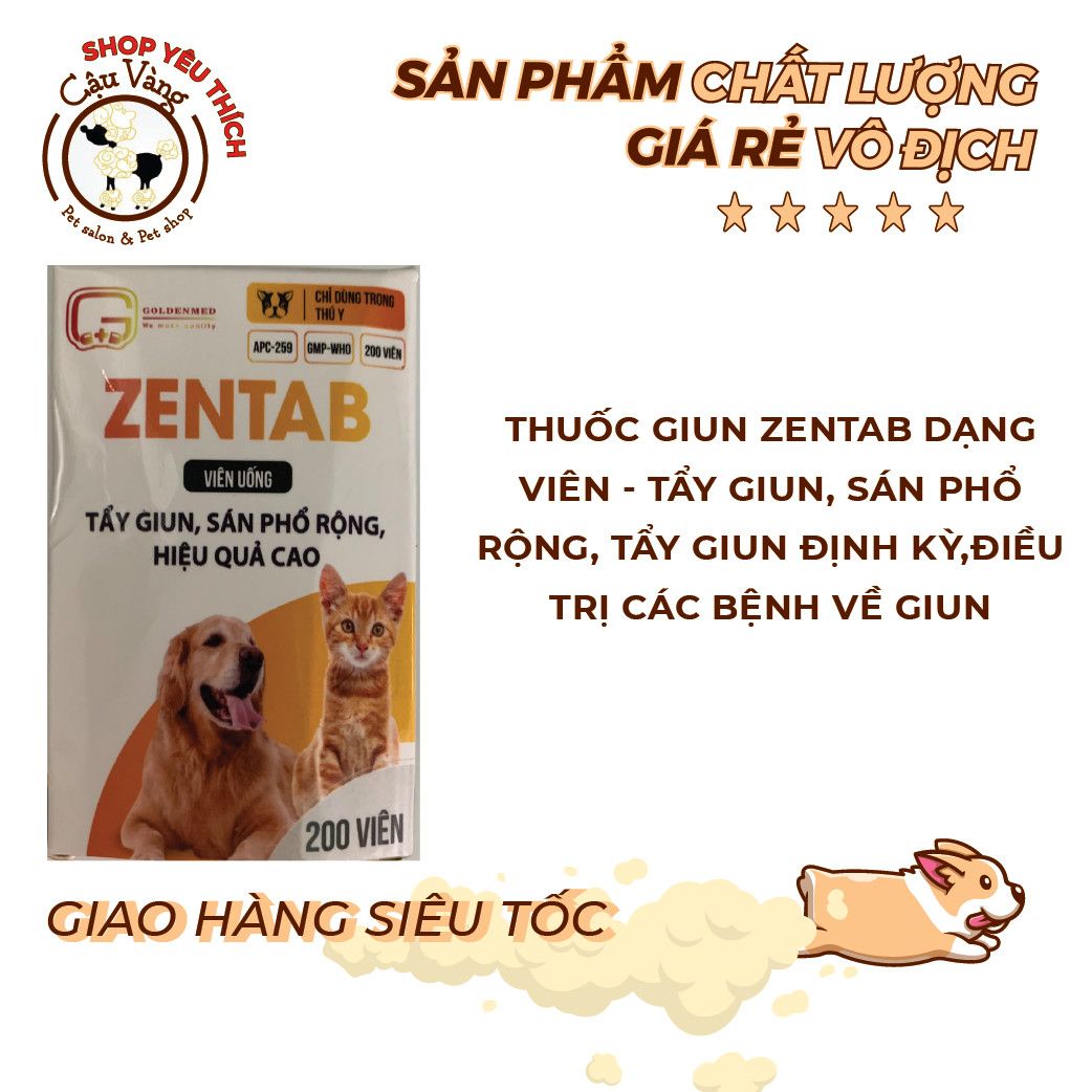  [ dược phẩm ] Thuốc tẩy giun sán cho thú cưng Zentab 