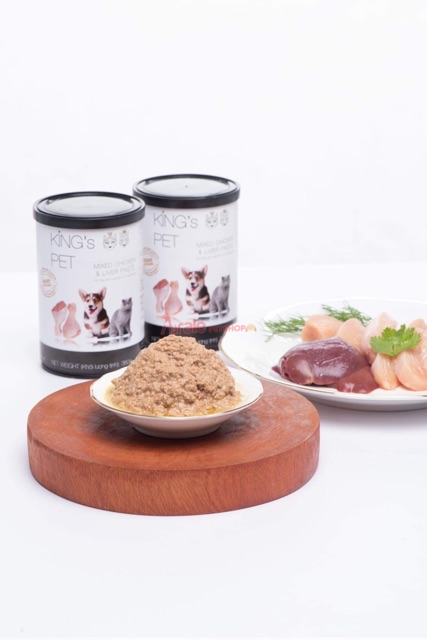  [ pate ] Pate Cá và Gà Hỗn Hợp Cho Chó Mèo King’s Pet lon 380g | Thức ăn chó mèo King Pet 380g 