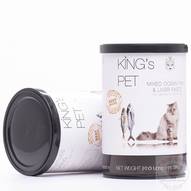  [ pate ] Pate Cá và Gà Hỗn Hợp Cho Chó Mèo King’s Pet lon 380g | Thức ăn chó mèo King Pet 380g 