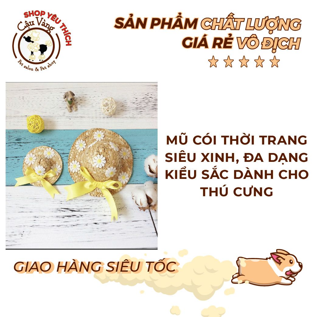  [ phụ kiện ] Mũ cói cho thú cưng dễ thương 