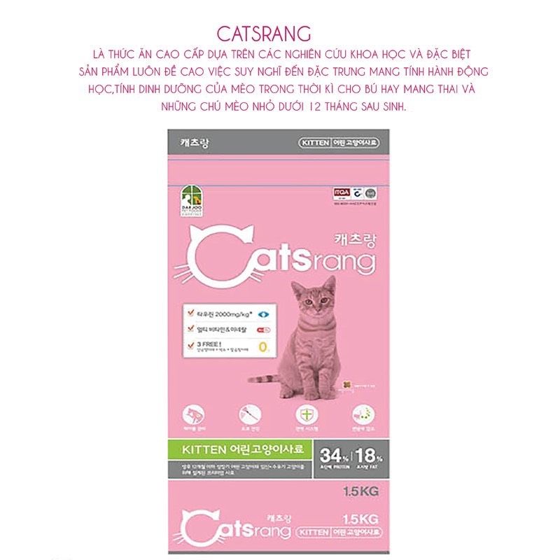  [ hạt mèo ]  Thức ăn cho mèo con Hàn quốc Catsrang Kitten 400g - 1,5kg 