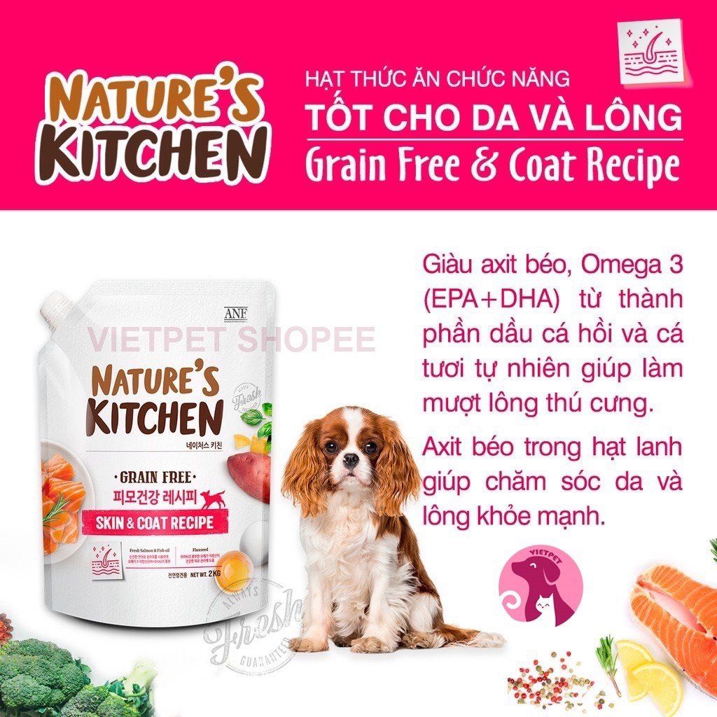  [ hạt chó ] Thức ăn hạt cho chó mọi độ tuổi ANF NATURE'S KITCHEN 2kg 