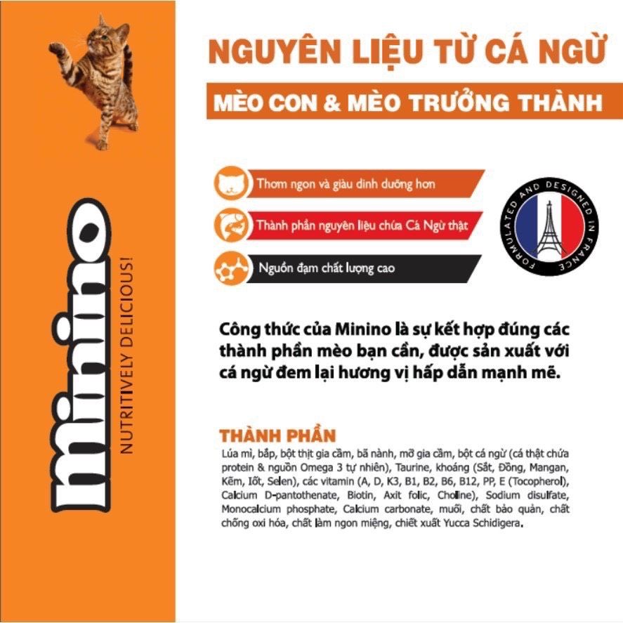  [ hạt mèo ] Thức ăn cho mèo Minino 480G và1,3kg - Gói siêu tiết kiệm 