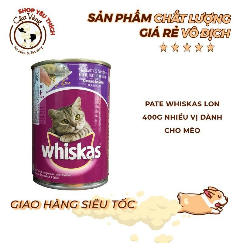  [ pate ] Thức ăn mèo Whiskas vị cá biển, cá ngừ lon 400g | pate lon Whiskas cho thú cưng 