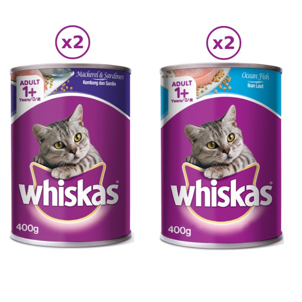  [ pate ] Thức ăn mèo Whiskas vị cá biển, cá ngừ lon 400g | pate lon Whiskas cho thú cưng 