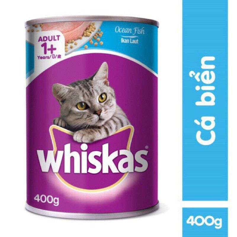  [ pate ] Thức ăn mèo Whiskas vị cá biển, cá ngừ lon 400g | pate lon Whiskas cho thú cưng 