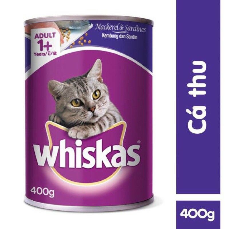  [ pate ] Thức ăn mèo Whiskas vị cá biển, cá ngừ lon 400g | pate lon Whiskas cho thú cưng 