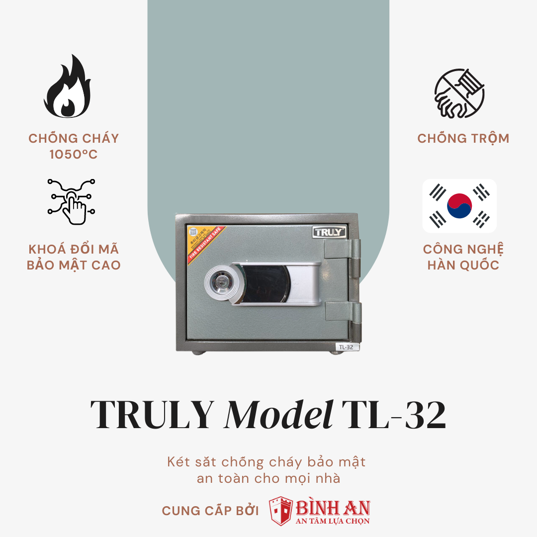  Két sắt TRULY TL-32 (45kg) An Toàn Bảo Mật Chống Cháy 