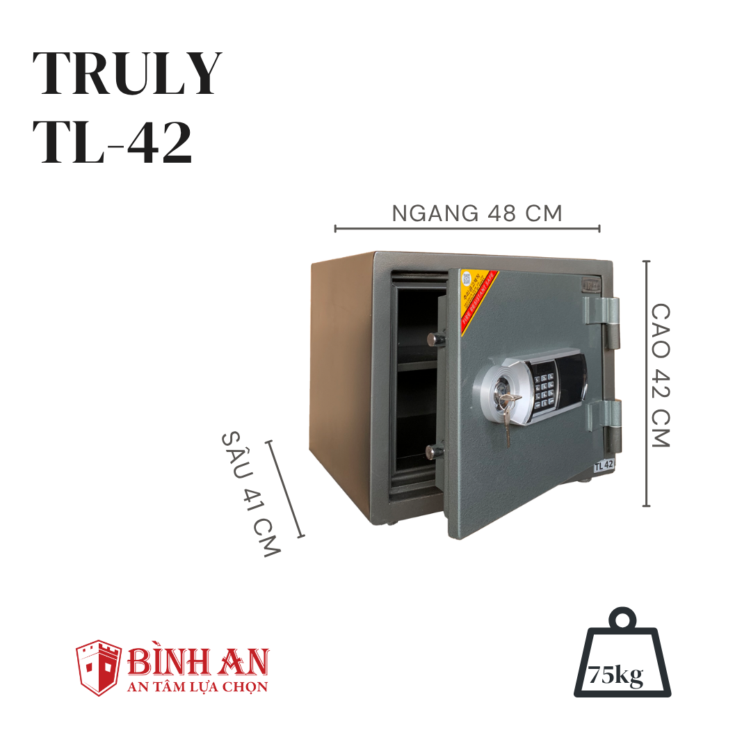  Két sắt TRULY TL-42 (75kg) An Toàn Bảo Mật Chống Cháy 
