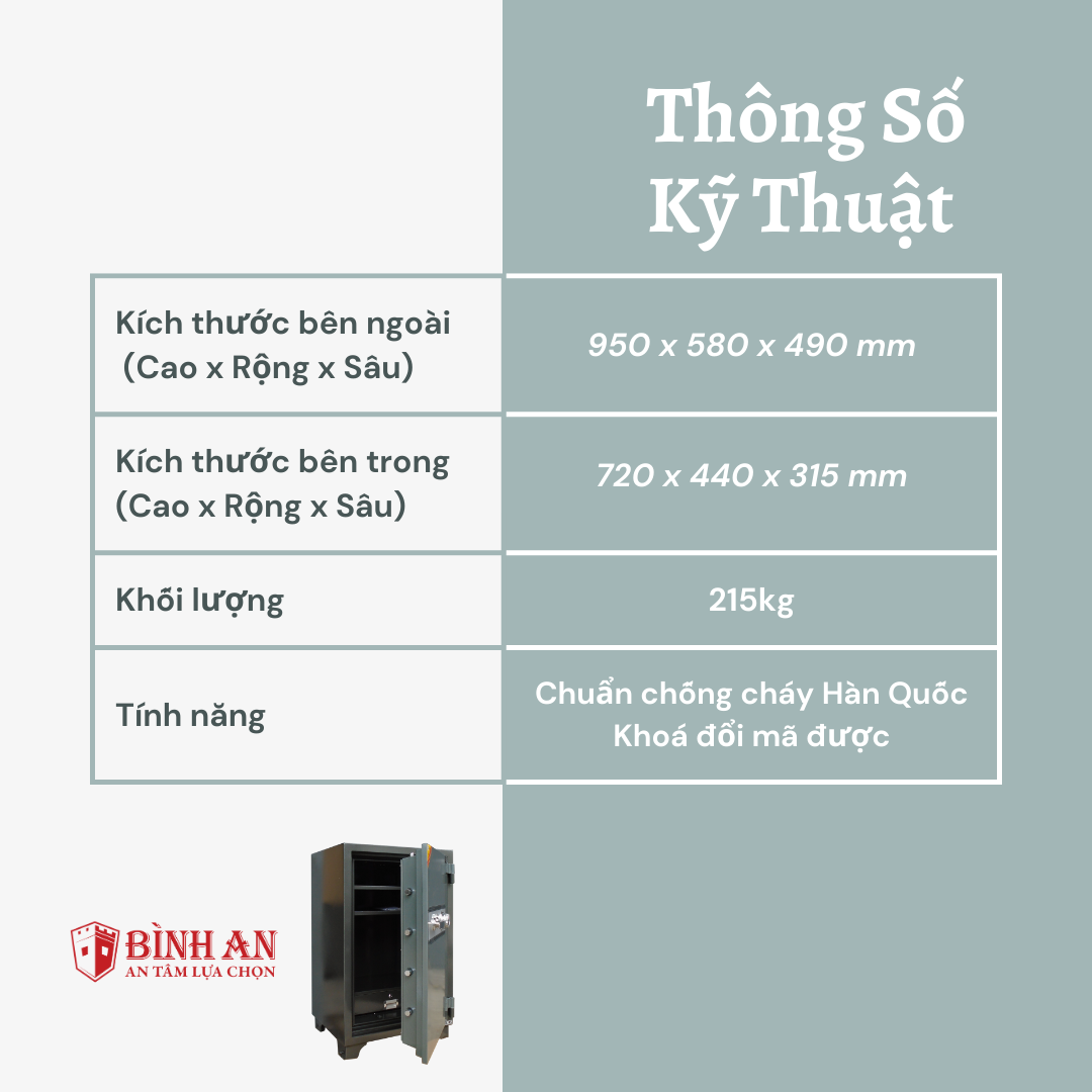  Két sắt TRULY TL-95 (215kg) An Toàn Bảo Mật Chống Cháy 