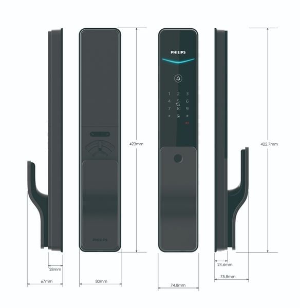 Khóa cửa Philips DDL801-5HBS điện tử thông minh kéo đẩy hiện đại