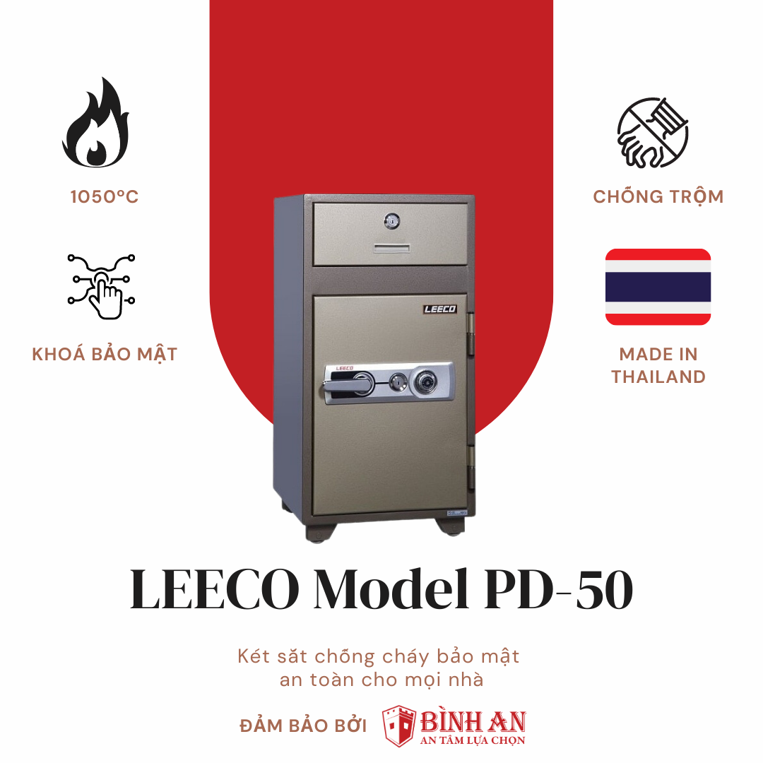  Két Sắt LEECO PD-50 (130kg) Két Tiền Thu Ngân Bán Hàng 