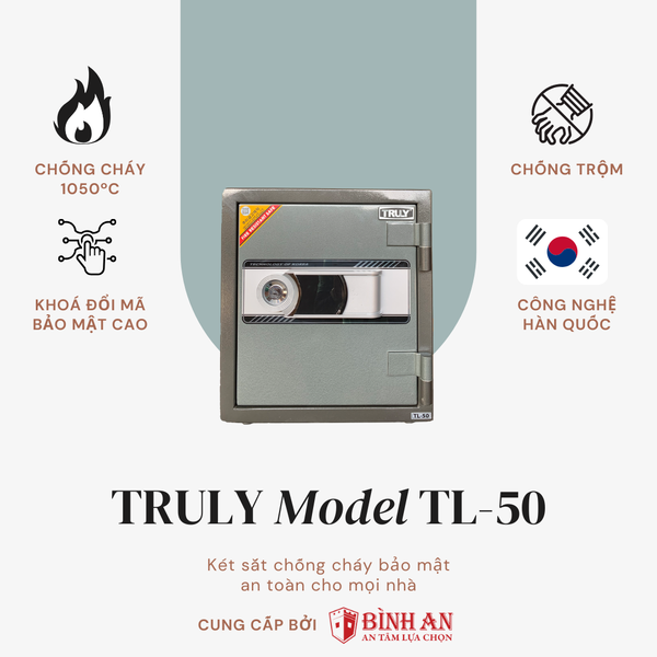  Két sắt TRULY TL-50 (85kg) An Toàn Bảo Mật Chống Cháy 