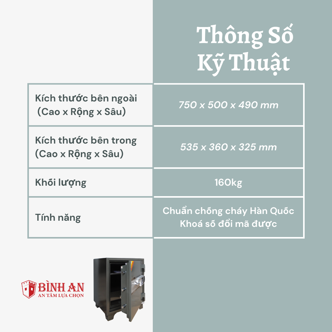  Két sắt TRULY TL-75 (160kg) An Toàn Bảo Mật Chống Cháy 