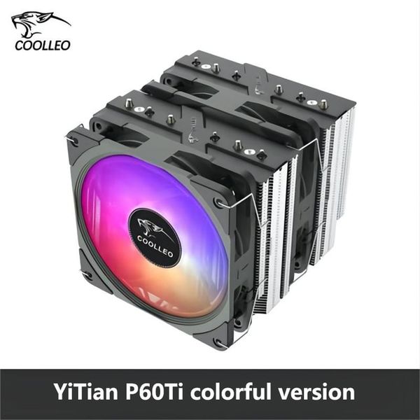  Tản nhiệt COOLLEO P60Ti 6 Heat Pipes CPU Cooler Dual Tower PC Case Radiator ARGB Quiet Cooling Fan For Intel LGA1700 1200 2011 115X AM4AM5 
