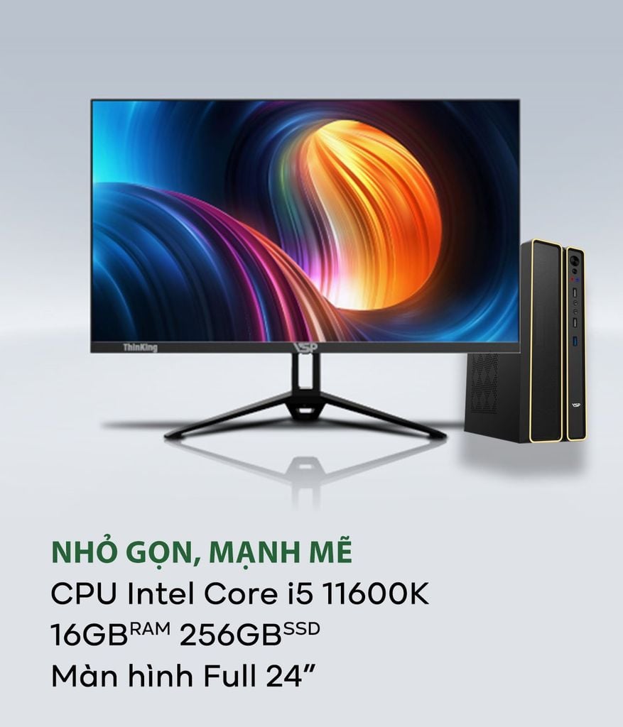 Bộ máy ASUS Văn Phòng Nhỏ Gọn Intel i5 11600K / 16GB / 256GB / LCD 24 inch xử lý Word , Excel , Photoshop, Autocad