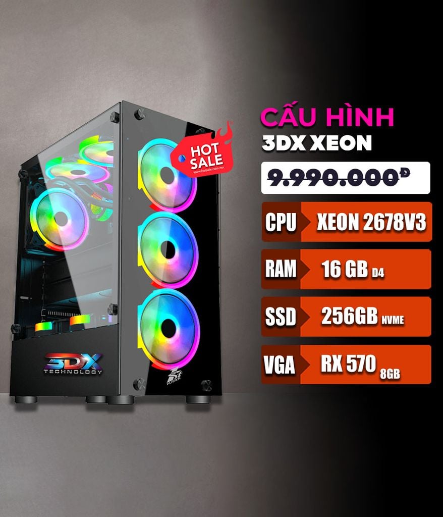 Bộ máy PCX Intel Xeon 2678v3 12/24 Cores turbo unlocked - 16GB DDR4 - 256GB SSD - VGA 570 8GB - Windows 11 Pro Gaming siêu tiết kiệm PUBG Liên Minh GTAV EldenRing GoW