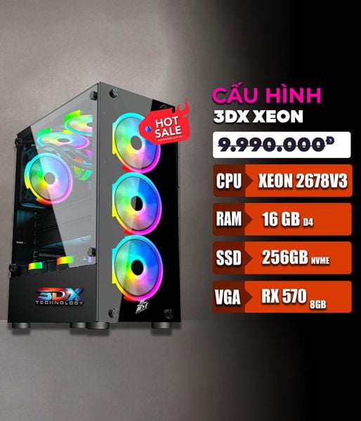  Bộ máy PCX Intel Xeon 2678v3 12/24 Cores turbo unlocked - 16GB DDR4 - 256GB SSD - VGA 570 8GB - Windows 11 Pro Gaming siêu tiết kiệm PUBG Liên Minh GTAV EldenRing GoW 