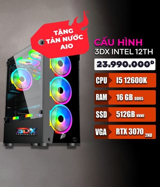  BỘ MÁY PCX Asus Gaming Core i5 12600K - 16GB DDR5 - 512GB - RTX 3070 chơi Black Myth Wukong, Red Dead Redemption 