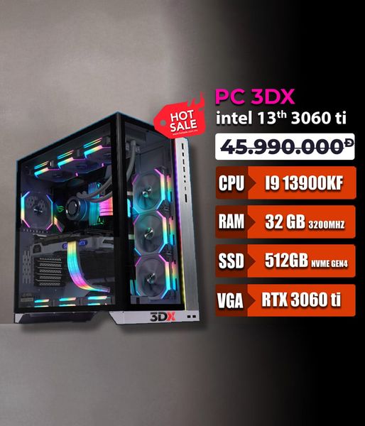  Bộ máy 3DX Intel 24 core - i9 13900K - NVIDIA GeForce RTX 3060ti - Z690 Chipset - 512GB SSD NVMe - 32GB RAM - 750W- Windows 11 Gaming Desktop PC 