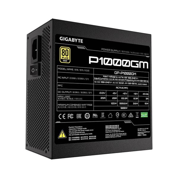  Nguồn Gigabyte GP- P1000GM 1000W (80 Plus Gold/Full Modular/Màu Đen) 