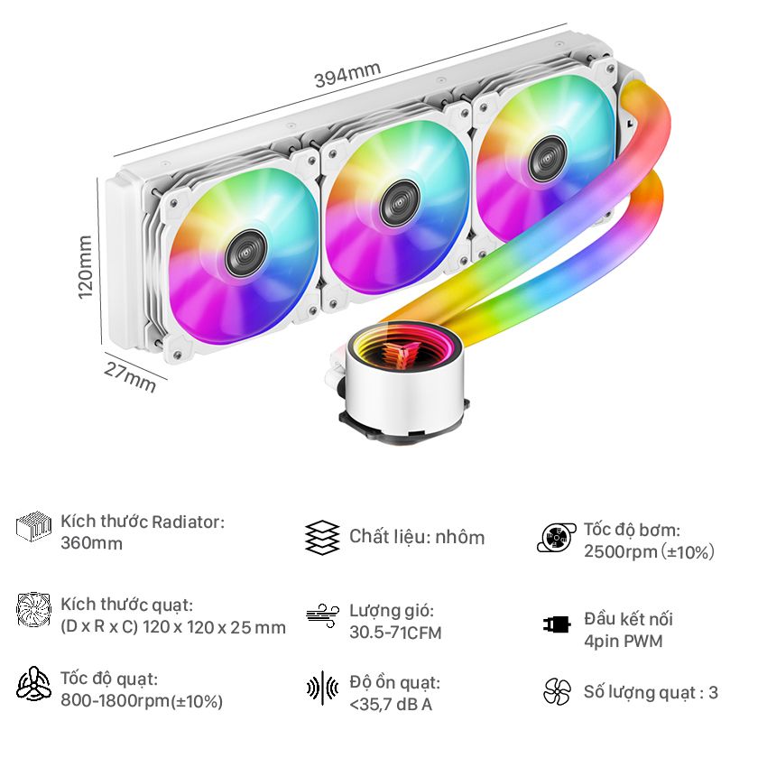 Tản nhiệt nước AIO Jonsbo Shadow TW4-360(ARGB) Plus (KÈM SẴN BACKPLATE 1700 JONSBO)