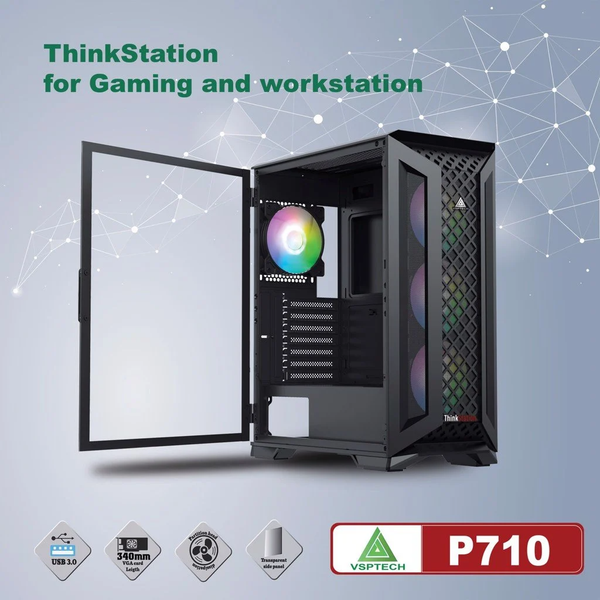  CASE VSPTECH THINKSTATION P710 FOR GAMING AND WORKSTATION 3 FAN ARGB REMOTE 