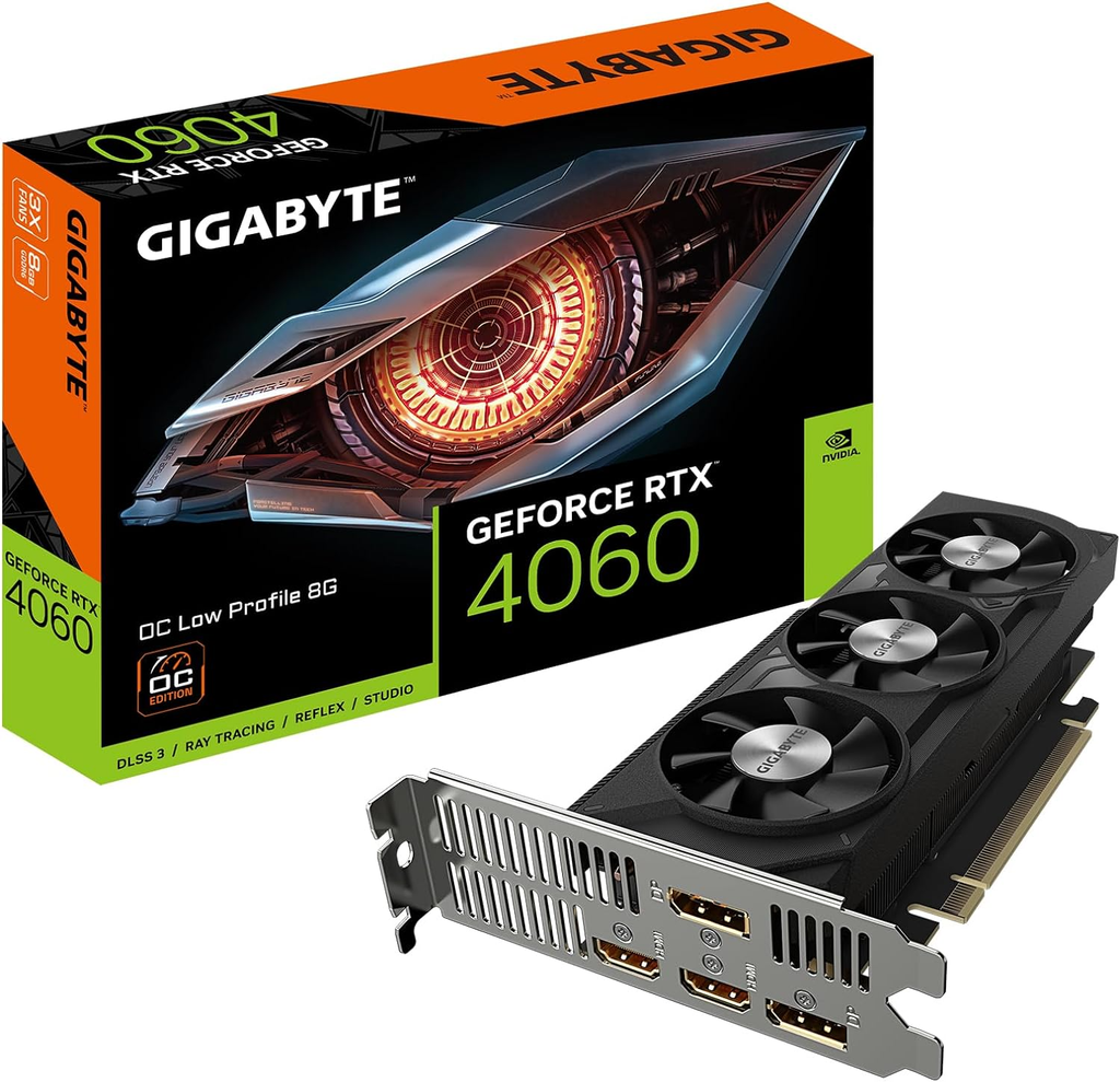 VGA GIGABYTE GeForce RTX 4060 OC Low Profile 8G Graphics Card, 3X WINDFORCE Fans, 8GB 128-bit GDDR6, GV-N4060OC-8GL