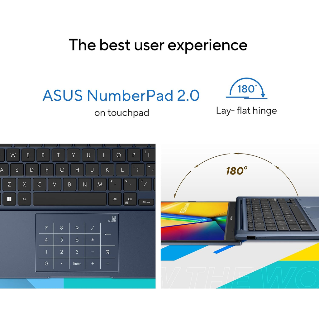 Laptop  ASUS Vivobook 14 Laptop, 14” FHD (1920 x 1080) Display, Intel Core i5-1235U CPU, 8GB RAM, 256GB SSD, Windows 11 Home, Quiet Blue, F1404ZA-AS51