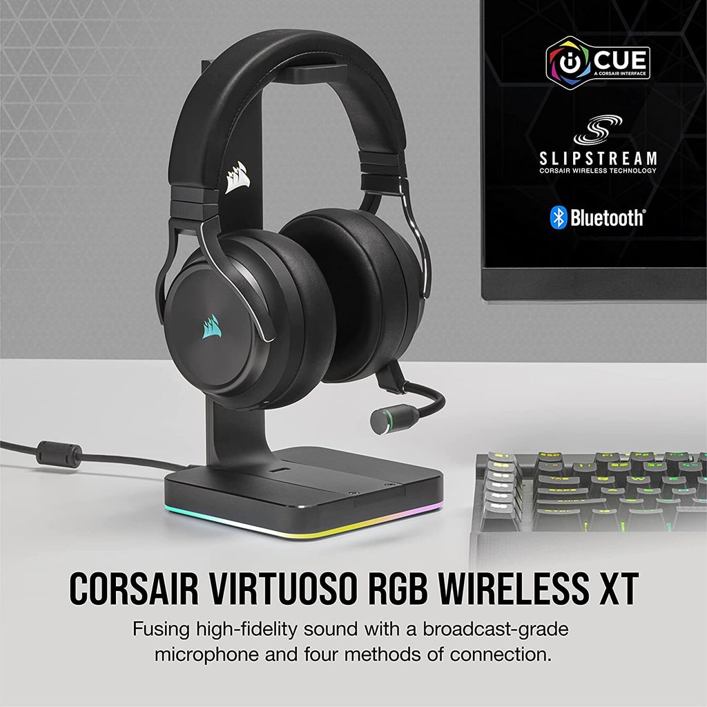 Tai Nghe Không Dây Corsair CORSAIR Virtuoso RGB Wireless XT High-Fidelity Gaming Headset with Bluetooth and Spatial Audio - Works with Mac, PC, PS5, PS4, Xbox Series X/S