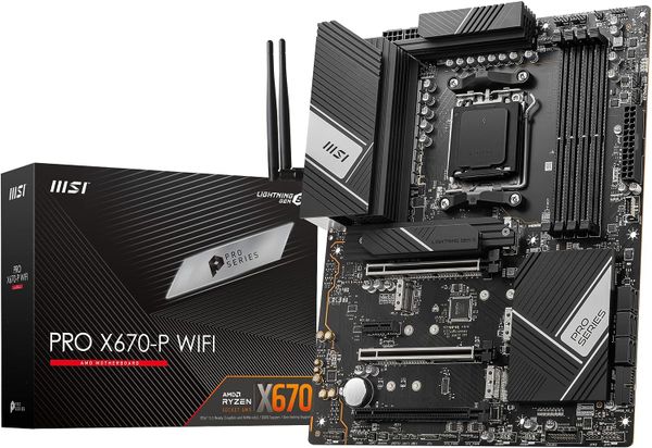  Mainboard MSI PRO X670-P WiFi ProSeries Motherboard (X670 AM5, DDR5, PCIe 4.0, SATA 6Gb/s, M.2, USB 3.2 Gen 2, Wi-Fi 6E, HDMI/DP, ATX) 
