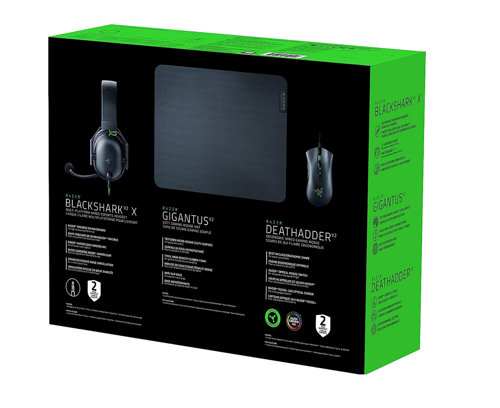 Combo Gear Razer Battle Bundle - DeathAdder V2 -BlackShark V2 X- Gigantus V2 M - Black