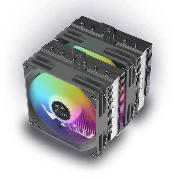  Tản nhiệt COOLLEO P60Ti 6 Heat Pipes CPU Cooler Dual Tower PC Case Radiator ARGB Quiet Cooling Fan For Intel LGA1700 1200 2011 115X AM4AM5 