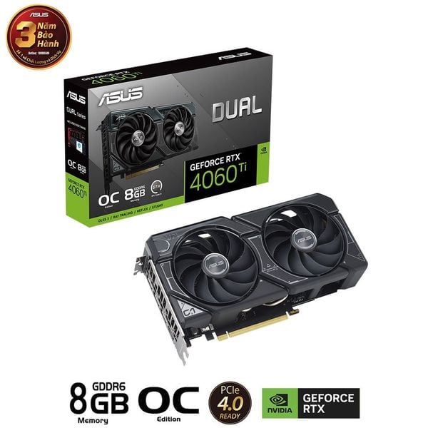  ASUS Dual GeForce RTX 4060 Ti OC Edition 08GB GDDR6X 