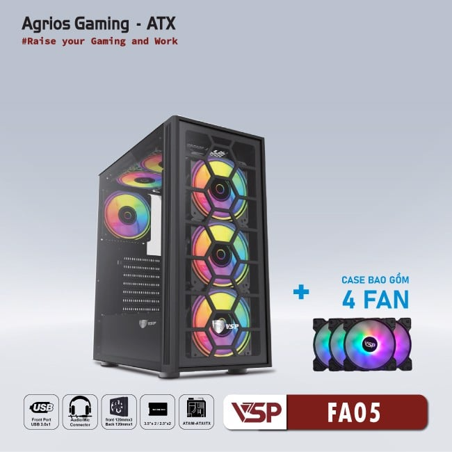 CASE VSP FA05 NEW SẴN 4 FAN LED