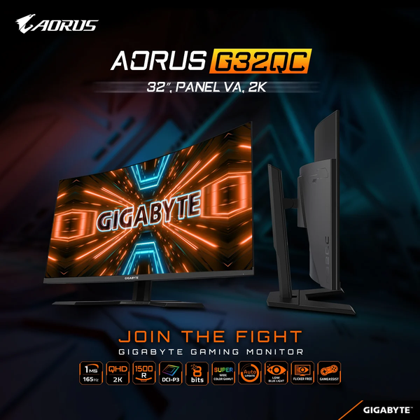  Màn hình cong GIGABYTE G32QC 32 inch VA 2K 165Hz chuyên game 