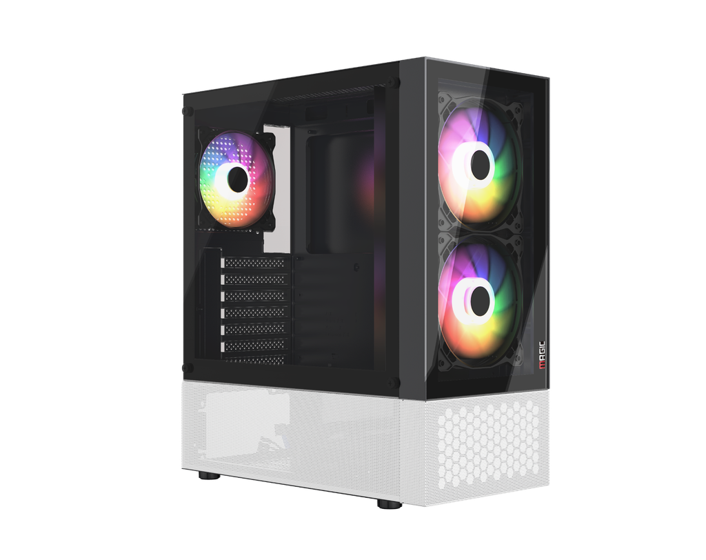 CASE MAGIC GM-04 AIR BLACK AND WHITE GLASS 3 FAN (ATX)