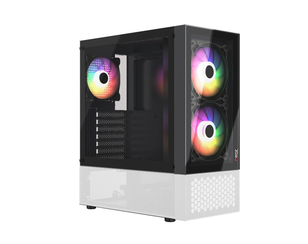 CASE MAGIC GM-04 AIR BLACK AND WHITE GLASS 3 FAN (ATX) 